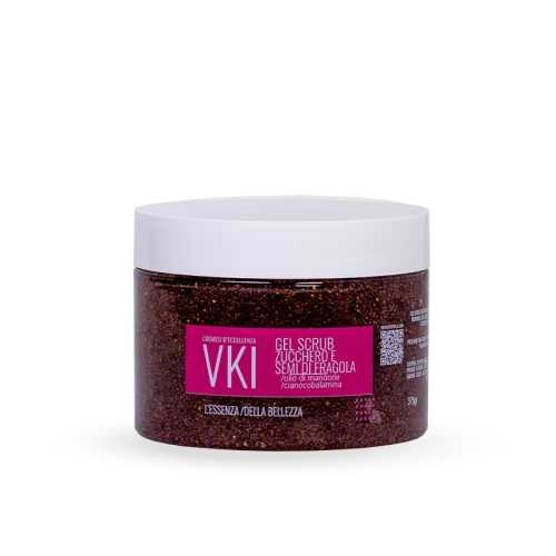 gel scrub zucchero/semi di fragola incorporati in un gel